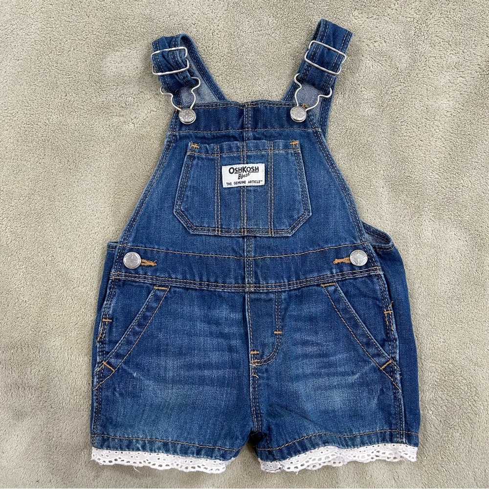 Baby Overall Shorts with Ruffle Hem